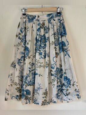 Bsbee Blue Floral Cotton Midi Skirt